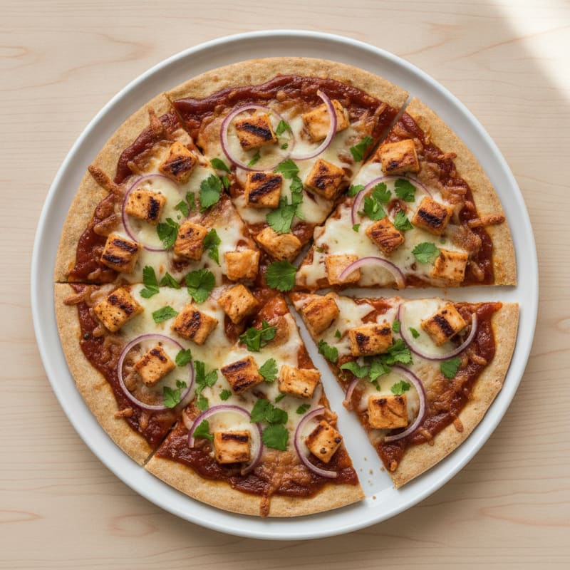 High-Protein BBQ Chicken Pizza with Red Onion