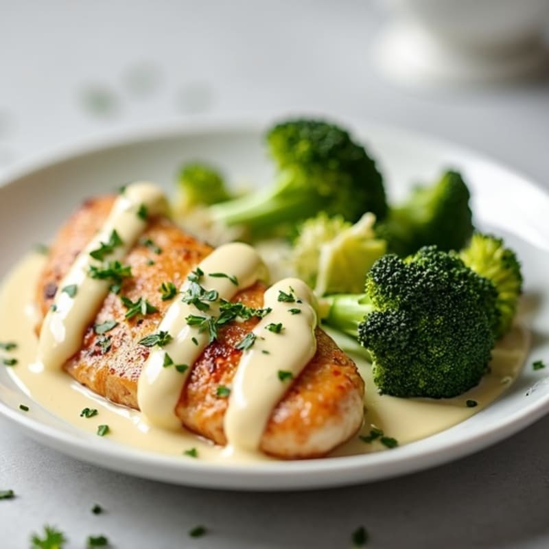 Creamy Chicken and Roasted Broccoli with Lighter Alfredo Sauce