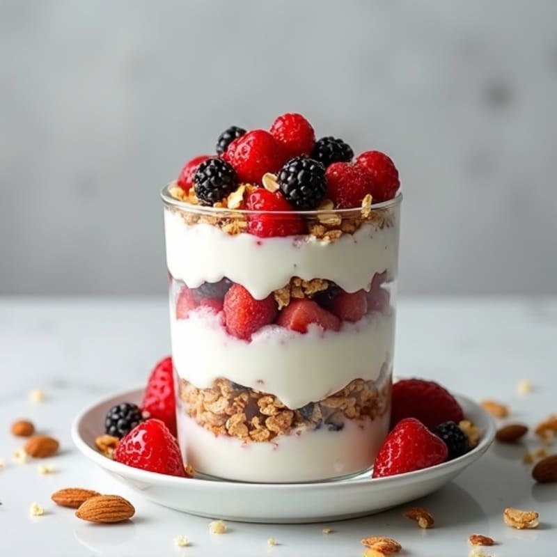 Creamy Greek Yogurt Parfait with Berries and Almonds