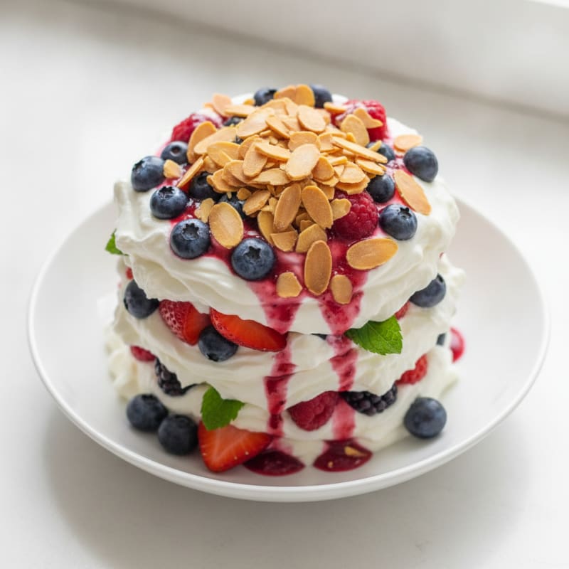 Greek Yogurt Protein Parfait with Mixed Berries and Almonds