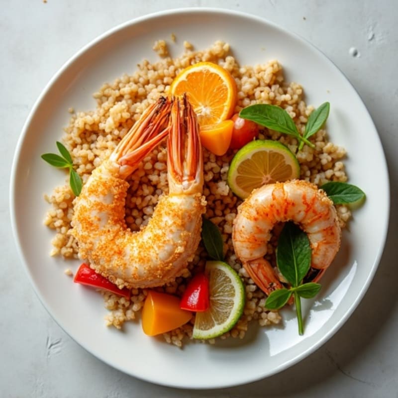 Crispy Saffron Seafood Rice with Fresh Vegetables