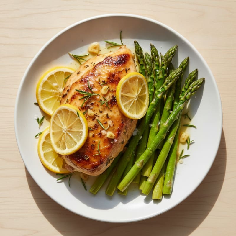 Lemon Herb Roasted Chicken with Asparagus