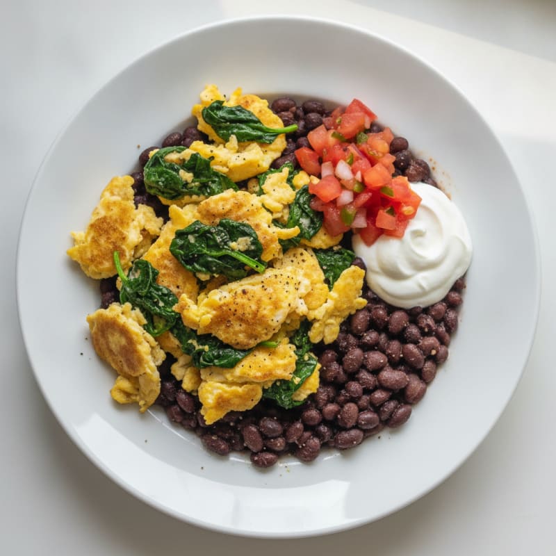 High-Protein Savory Egg and Bean Plate