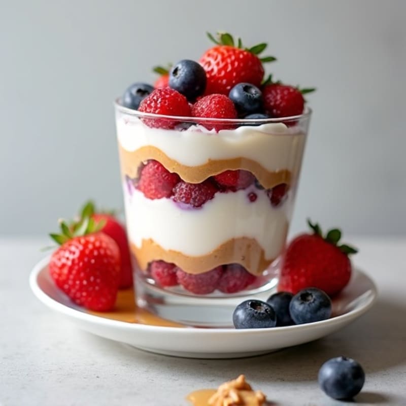 Greek Yogurt Protein Parfait with Mixed Berries and Almond Butter