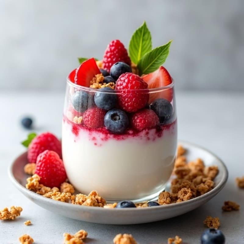 Greek Yogurt Protein Parfait with Mixed Berries