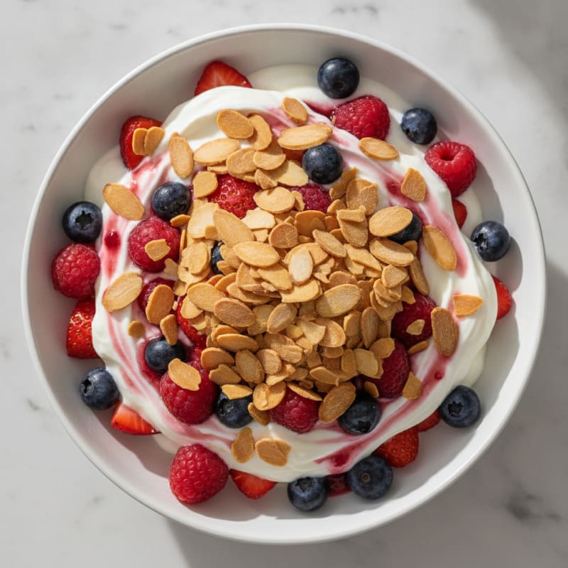 Greek Yogurt Protein Parfait with Berries and Almonds
