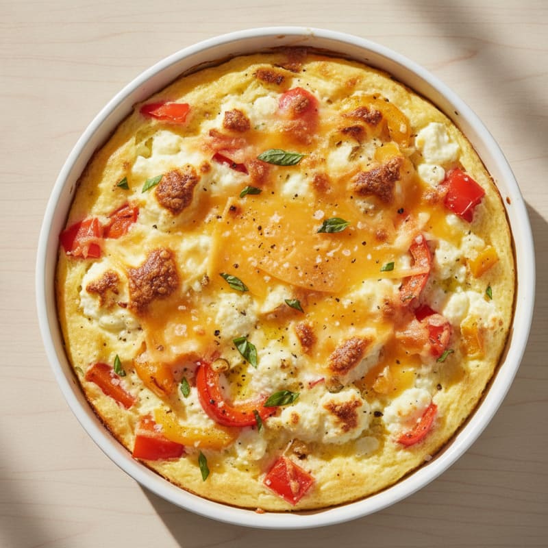 Baked Eggs with Cottage Cheese and Peppers