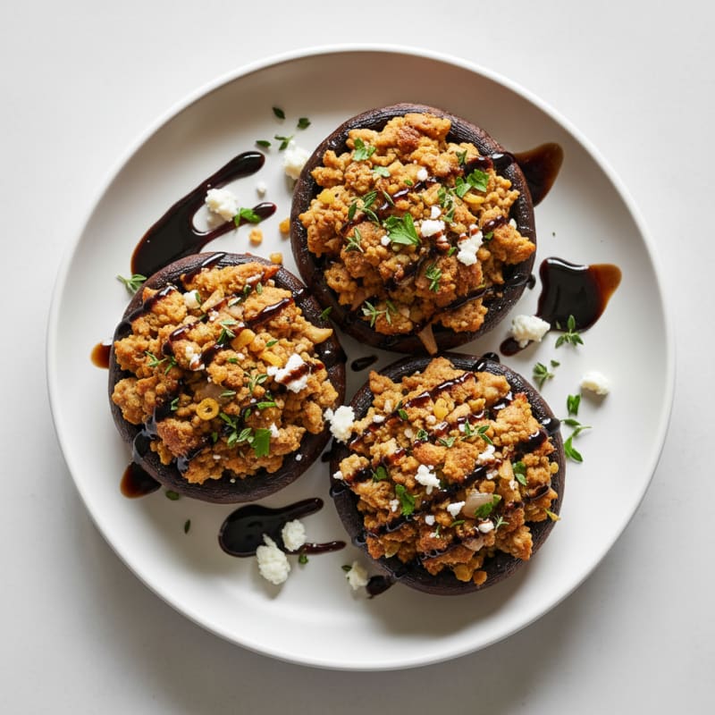 Herb-Stuffed Portobello Mushrooms with Balsamic Glaze