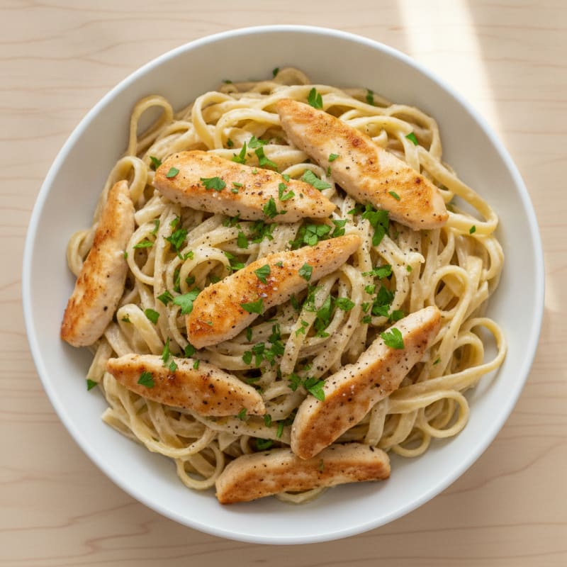 Garlic Parmesan Chicken Alfredo with Fettuccine