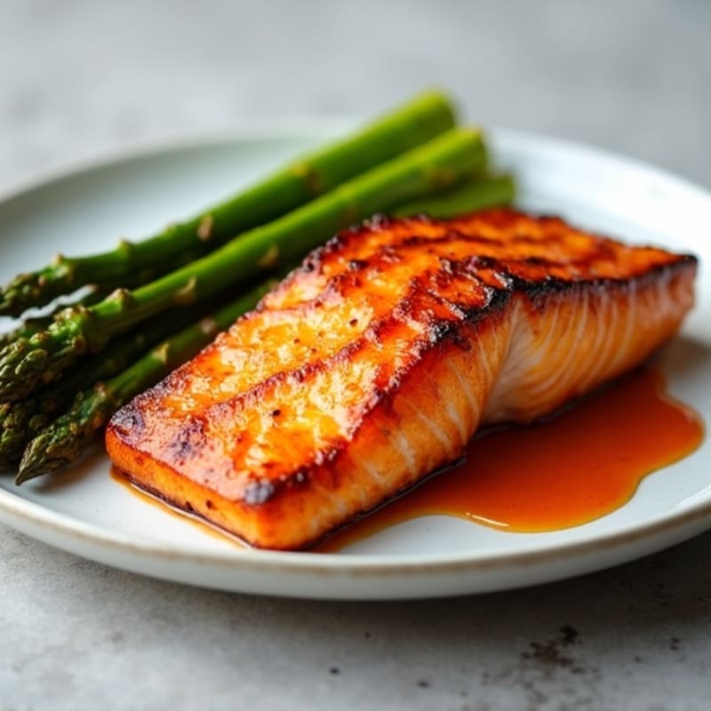 Crispy Salmon with Sweet Chili Glaze and Roasted Asparagus