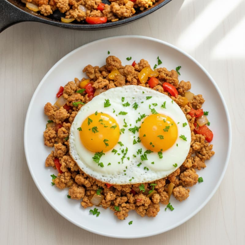 Eggs and Sausage Hash with Peppers