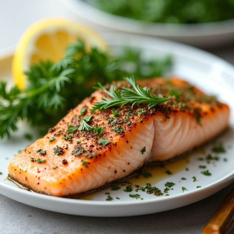 Herb-Crusted Pan Seared Salmon with Lemon