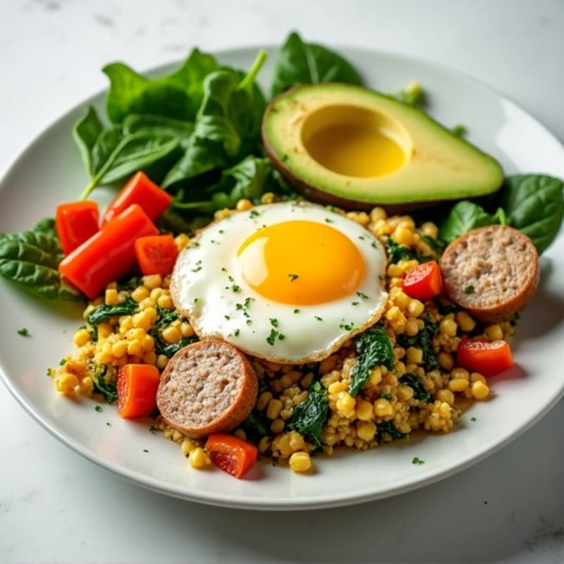 Egg White Scramble with Turkey Sausage and Spinach