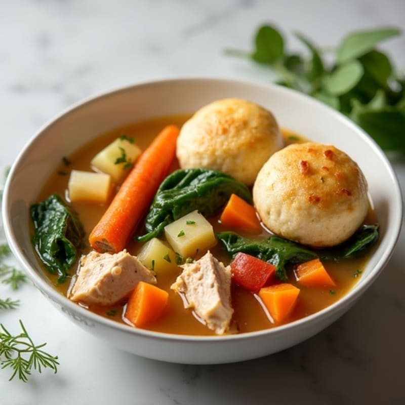Hearty Vegetable Chicken Stew with Fluffy Herb Dumplings
