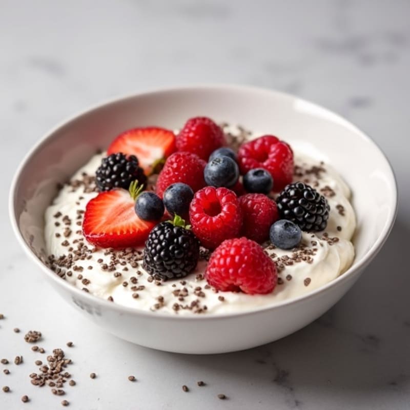 Cottage Cheese Berry Bowl with Chia Seeds