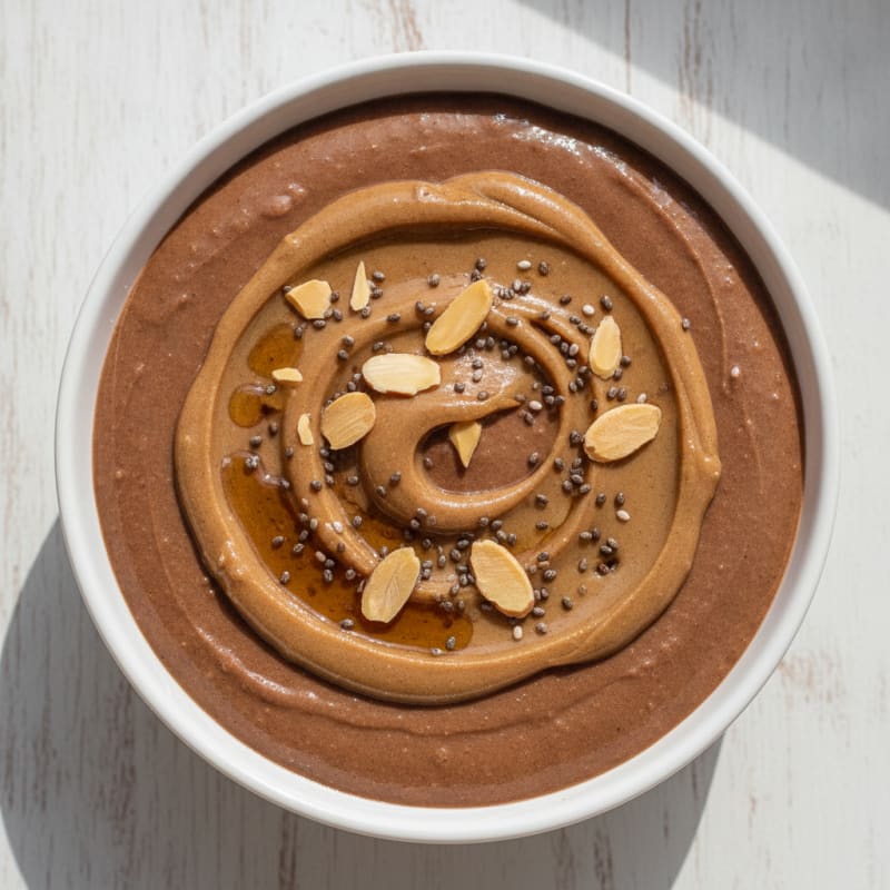 Silky Chocolate Protein Pudding with Almond Butter Swirl