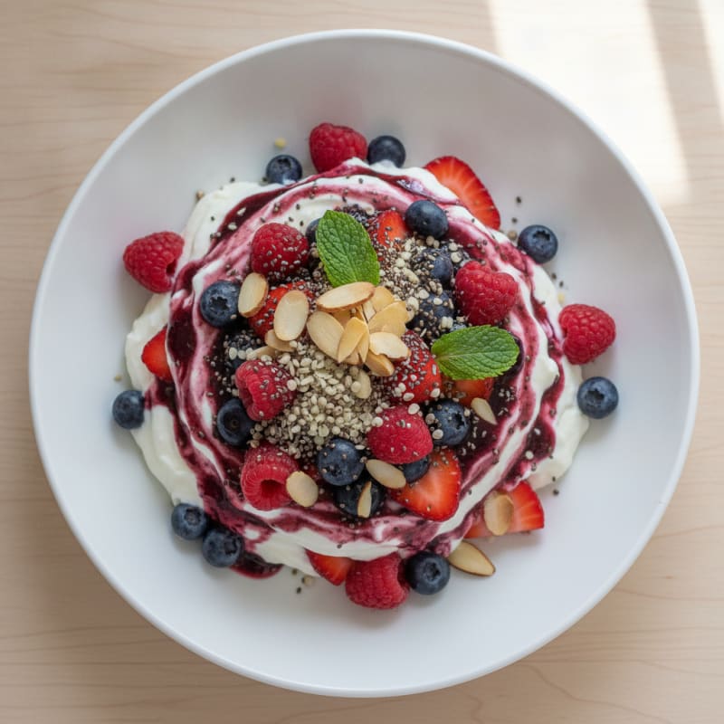 Greek Yogurt Protein Parfait with Mixed Berries