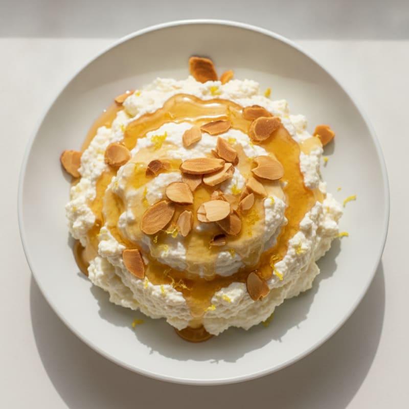 Silky Protein Ricotta with Honey and Toasted Almonds