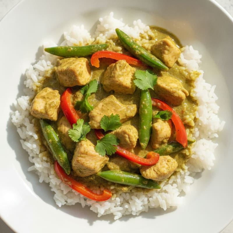 Green Curry Chicken with Coconut Rice