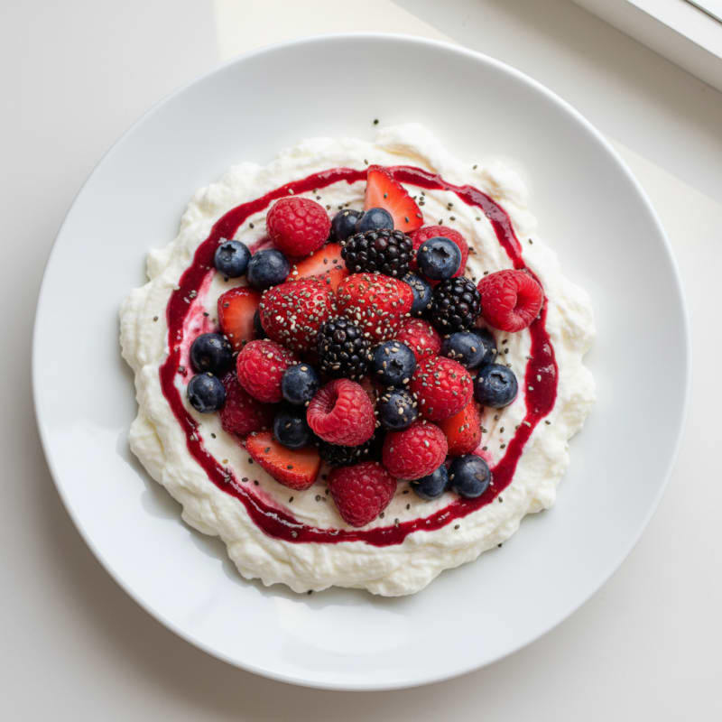 Greek Yogurt Protein Mousse with Mixed Berries