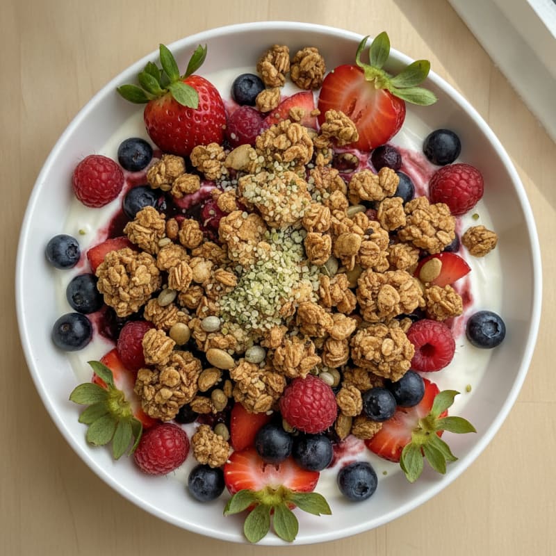 Creamy Greek Yogurt Parfait with Mixed Berries and Protein Granola