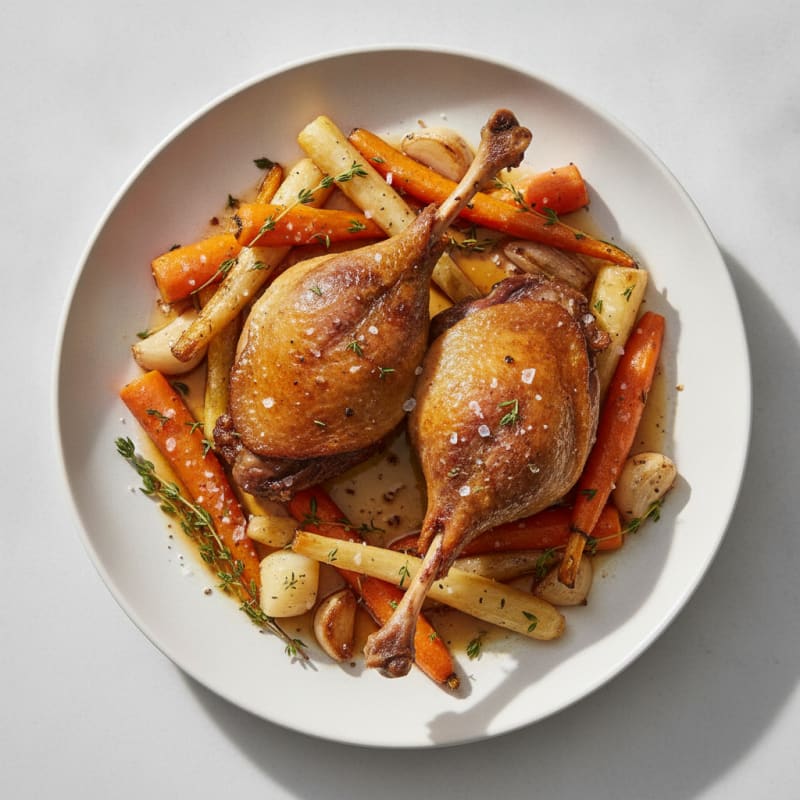 Duck Confit with Roasted Root Vegetables