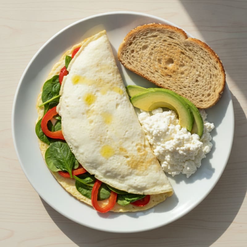 Egg White Veggie Omelette with Cottage Cheese
