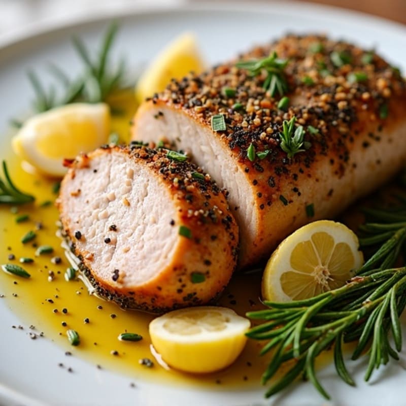 Herb-Crusted Roasted Pork Tenderloin with Garlic