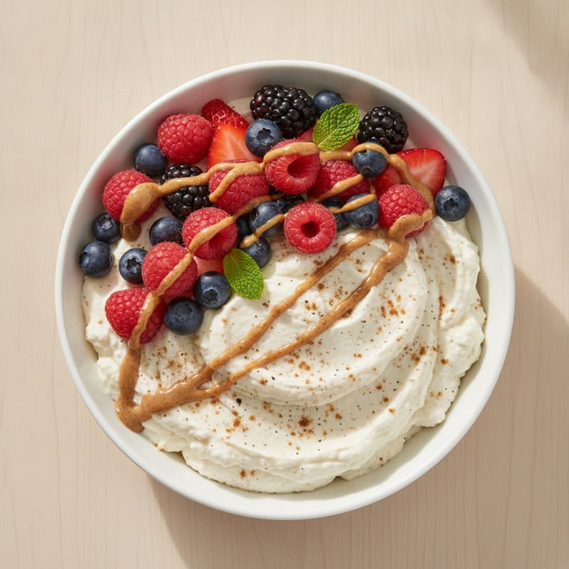 Greek Yogurt Protein Mousse with Mixed Berries