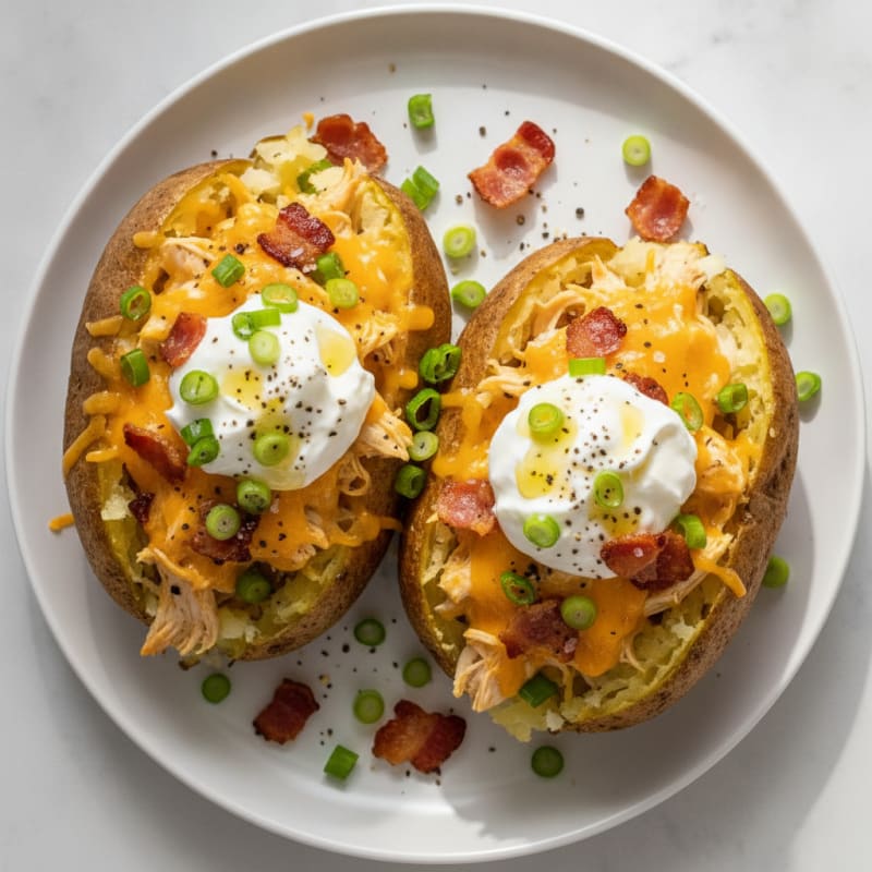Loaded Cheddar Baked Potatoes with Bacon