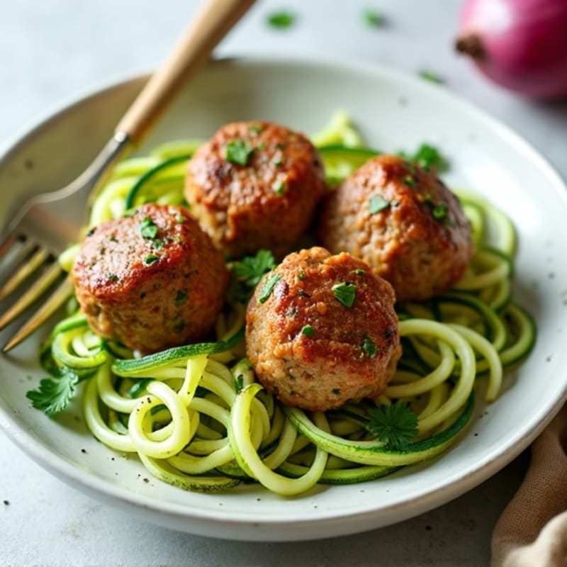 Herb-Seasoned Turkey Meatballs with Zucchini Noodles