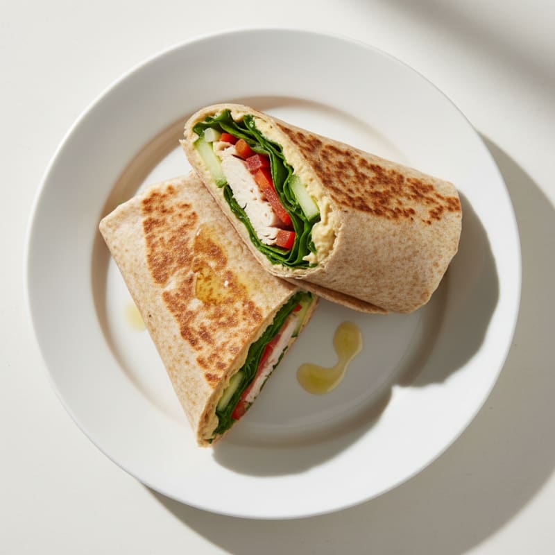 Grilled Turkey and Hummus Wrap with Crunchy Veggies