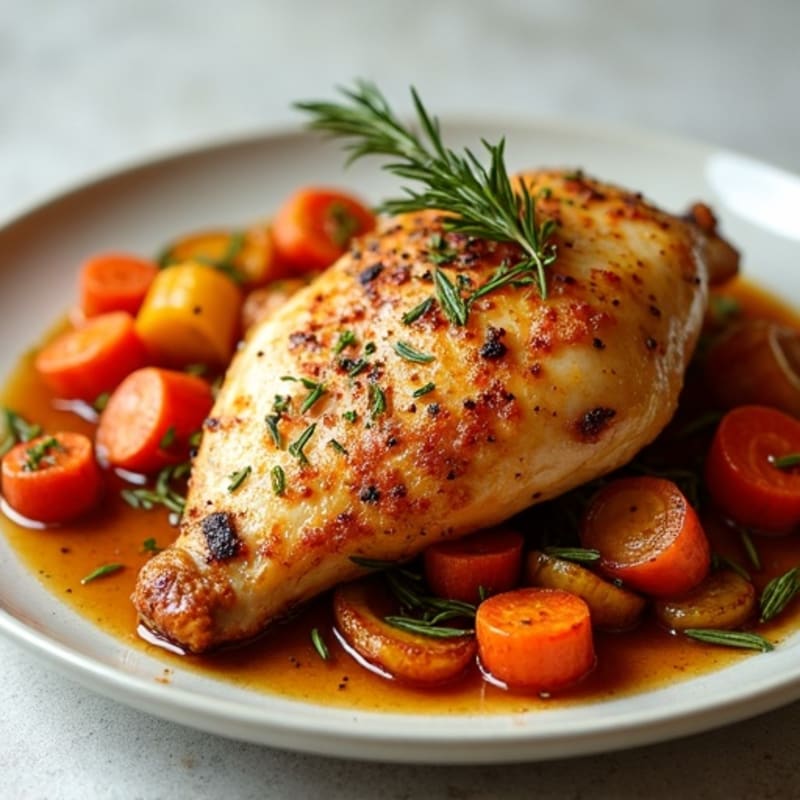 Crispy Herb-Roasted Chicken with Roasted Root Vegetables