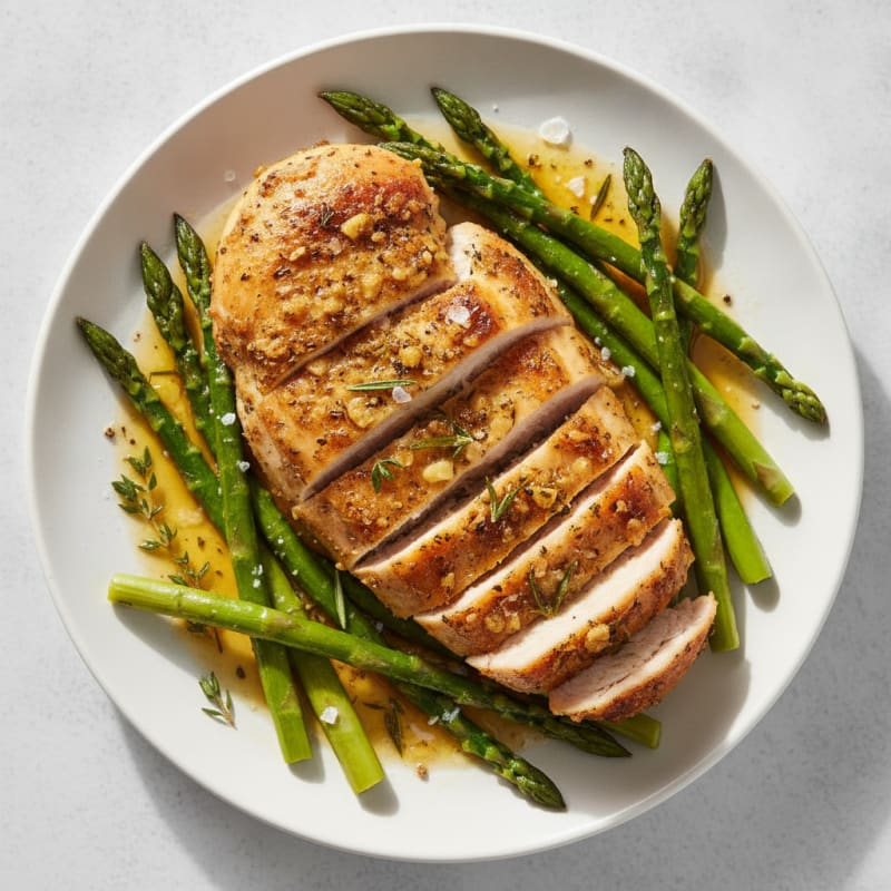 Garlic Herb Roasted Chicken with Asparagus
