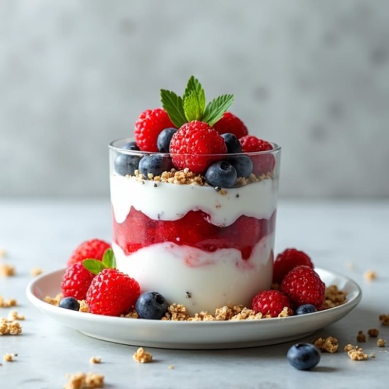 Greek Yogurt Parfait with Mixed Berries and Chia Seeds