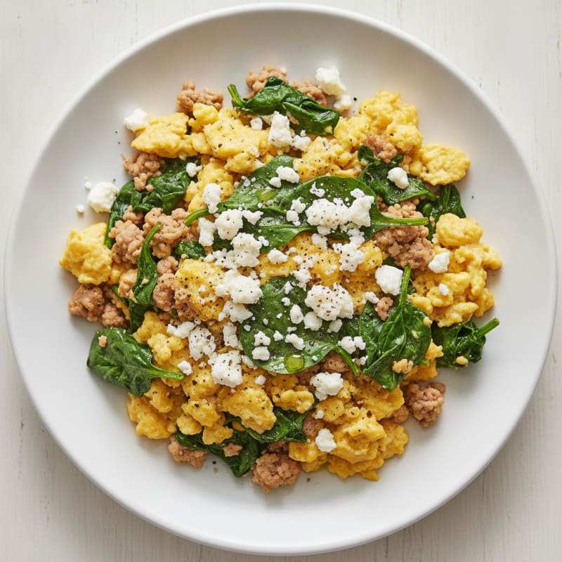 Hearty Scrambled Eggs with Spinach