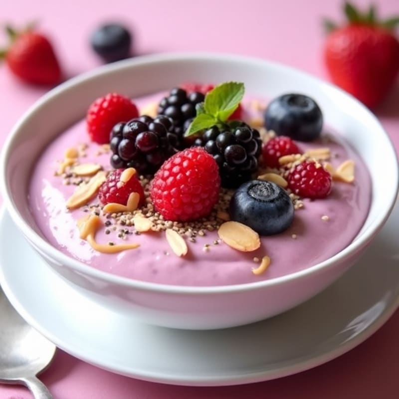 Greek Yogurt Protein Pudding with Mixed Berries