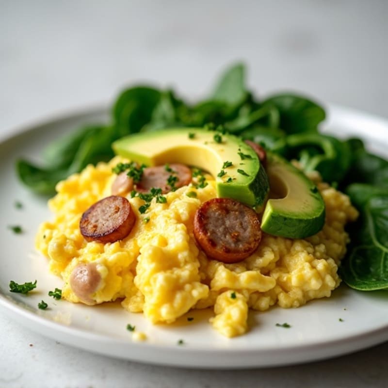 Egg White and Turkey Sausage Scramble with Spinach