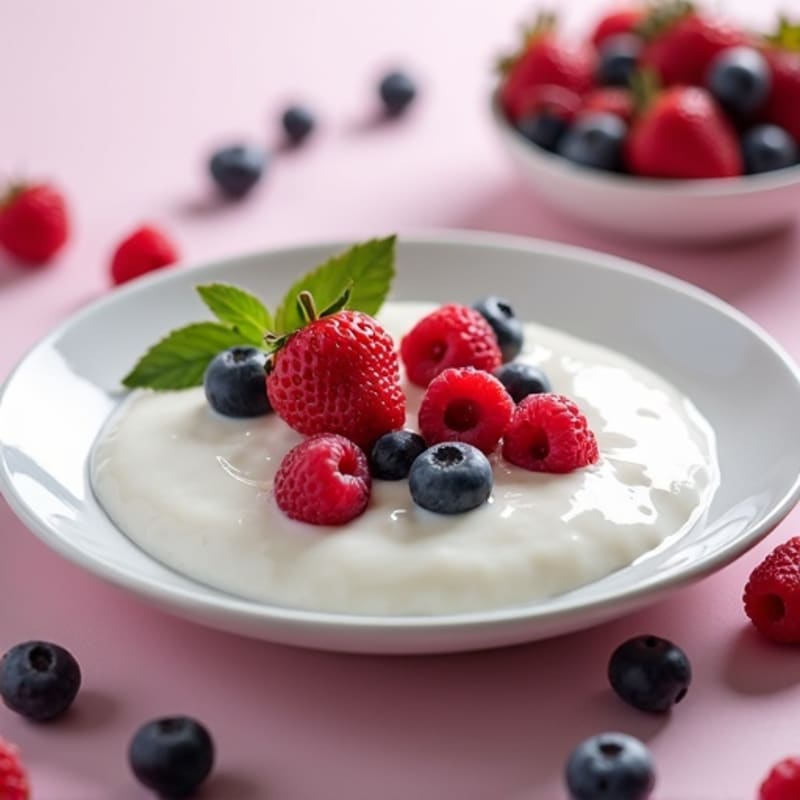 Silky Greek Yogurt Protein Pudding with Mixed Berries