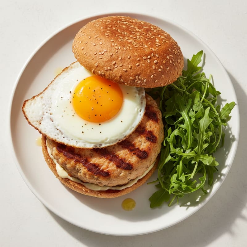Grilled Chicken Burger with Leafy Greens and Light Mayo