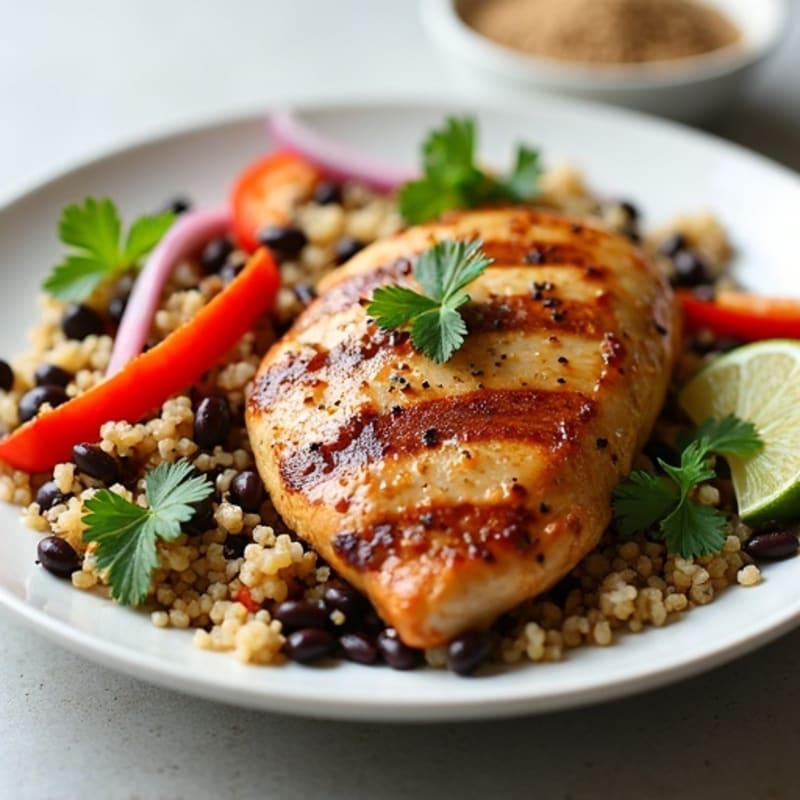 Grilled Chicken Breast with Black Bean Quinoa Salad