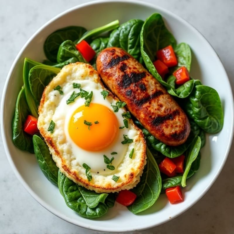 Egg White Scramble with Spinach and Grilled Turkey Sausage