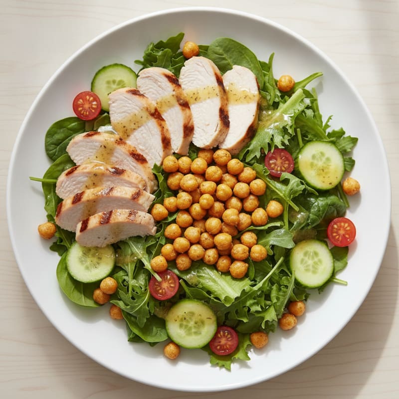 Grilled Turkey Breast Salad with Crunchy Chickpeas