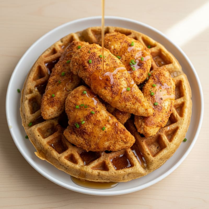 Golden Crispy Chicken and Waffles