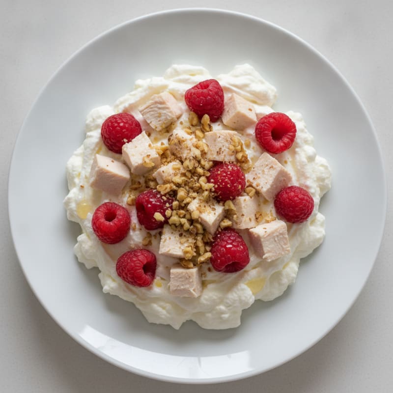High-Protein Greek Yogurt Mousse with Chopped Chicken and Berries
