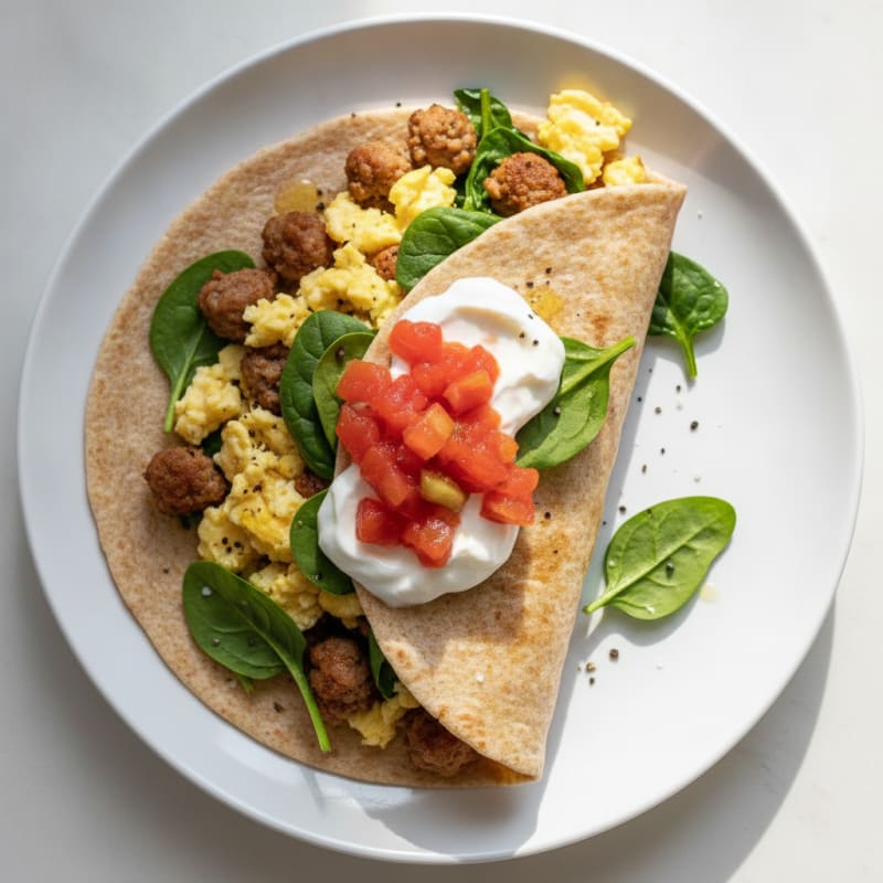 High-Protein Sausage and Egg Breakfast Burrito