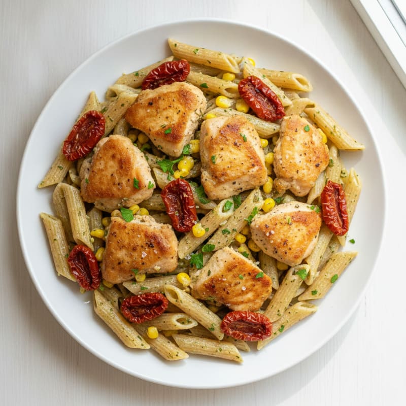 Chicken Thigh Penne with Garlic Herb Sauce