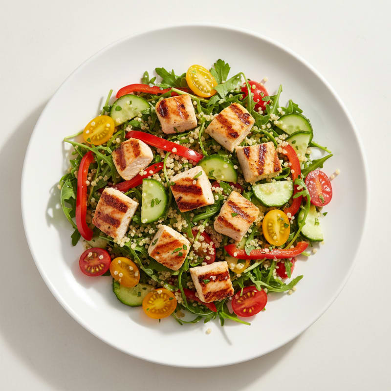Grilled Chicken and Quinoa Salad with Fresh Vegetables