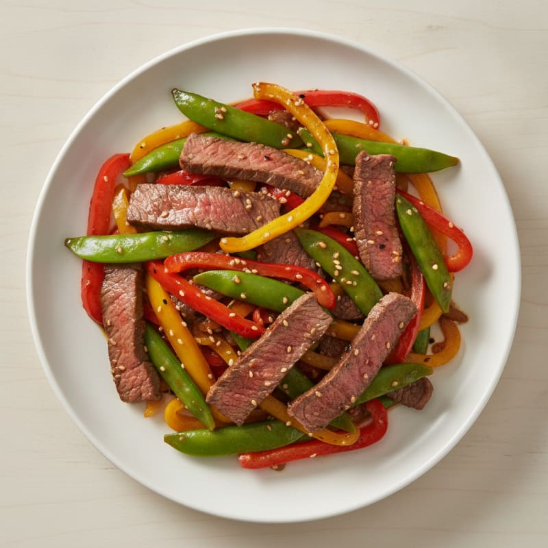 Lean Beef Stir-Fry with Bell Peppers and Snap Peas