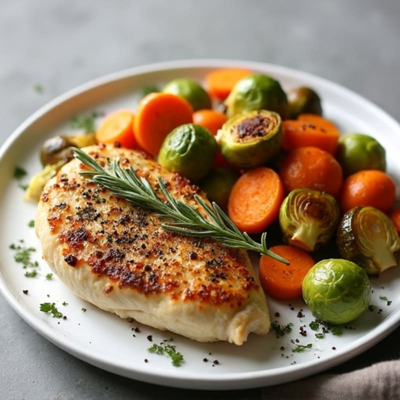 Herb-Crusted Pan Seared Chicken with Roasted Vegetables